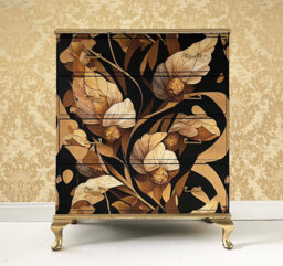 Handmade Antique Chest Of Drawers Gold Leaf Floral Painted Vintage Furniture