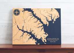 Annapolis, Maryland Map - Engraved Wood Coastal Chart Wall Art Sign, Beach House Home Decor Nautical Print, Unique Personalized Family Gift