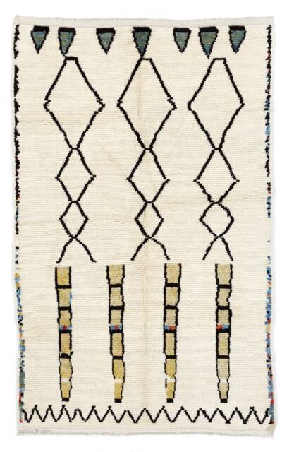 Beige Berber Rug Handmade Moroccan Beni Ourain Wool Rug - image 1