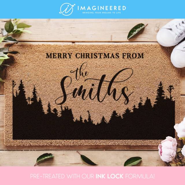 Merry Christmas From Our Family Doormat - Name Holiday Decor Farmhouse Custom - image 1