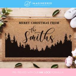 Merry Christmas From Our Family Doormat - Name Holiday Decor Farmhouse Custom - thumbnail 1