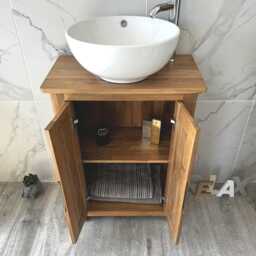 Solid Oak Bathroom Vanity With Ceramic Basin - Slimline Cabinet - thumbnail 3