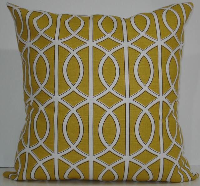 New 18x18 Inch Designer Handmade Pillow Case. Dwell Studio. Mustard Link, Lattice