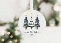 Personalised Christmas Couple Bauble, First Married Gift For Friends, Ceramic Tree Decoration - thumbnail 1