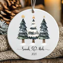 Personalised Christmas Couple Bauble, First Married Gift For Friends, Ceramic Tree Decoration - thumbnail 4