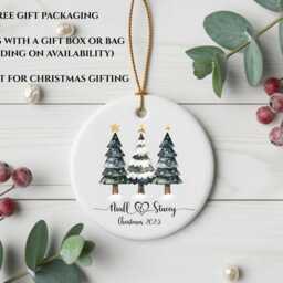 Personalised Christmas Couple Bauble, First Married Gift For Friends, Ceramic Tree Decoration - thumbnail 3