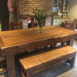 Chunky Dining Table & Chairs. French Oak - thumbnail 2