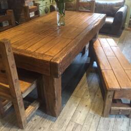 Chunky Dining Table & Chairs. French Oak - thumbnail 3