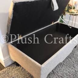Handmade Patchwork Tweed Ottoman With Storage - Real Fabric, Handcrafted, Multi-Functional Footstool Bench Brand New - thumbnail 3