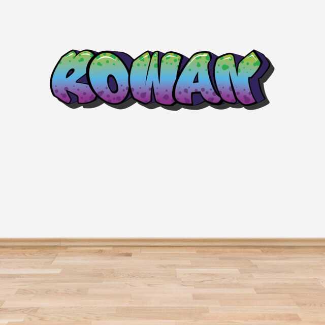 Personalised Graffiti Name Wall Sticker Decal Purple Green Blue Teenager Kids Bedroom - image 1