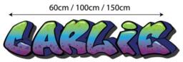 Personalised Graffiti Name Wall Sticker Decal Purple Green Blue Teenager Kids Bedroom - thumbnail 2