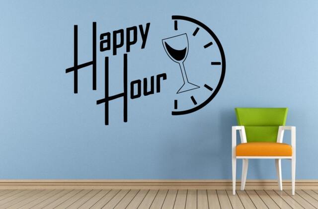 Happy Hour Cocktails Drinks Specials Stamp Sign Logo Store Shop Salon Window Wall Decal Vinyl Sticker Mural Room Decor L1719 - image 1