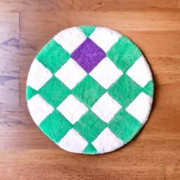 Round Living Room Rug. Mint Green & White Purple Home Decor. Bathroom Personalized Gifts - thumbnail 3