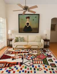 Handmade Berber Wool Rug Authentic Moroccan Shag Carpet - thumbnail 1