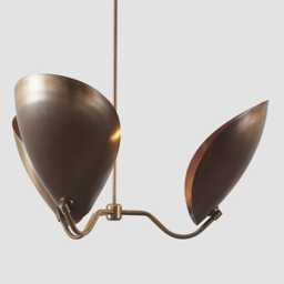 Mid-Century Modern Brass Chandelier - 1950S Italian Style, 3-Light - thumbnail 3