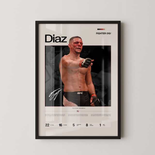Nate Diaz Poster, Ufc Inspired Mma Wall Art, Fighter Legacy Print, Stockton Combat Sports Gym Decor Gift - image 1