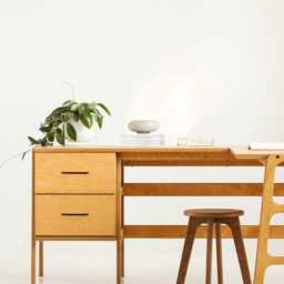 L-Shaped Wooden Desk Mid-Century Modern Corner Desk, Handmade Furniture, Desk With Storage - thumbnail 2