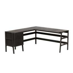 L-Shaped Wooden Desk Mid-Century Modern Corner Desk, Handmade Furniture, Desk With Storage - thumbnail 4