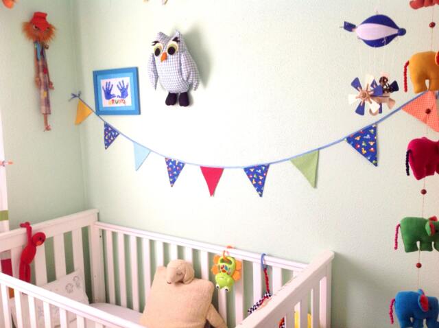 Fabric Bunting Banner, Cars & Polka Dots Nursery Decor Flags, Garland Banner, Bunting Pennat - image 1