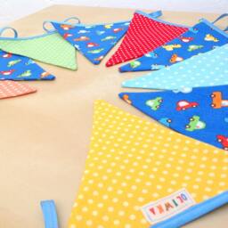 Fabric Bunting Banner, Cars & Polka Dots Nursery Decor Flags, Garland Banner, Bunting Pennat - thumbnail 3