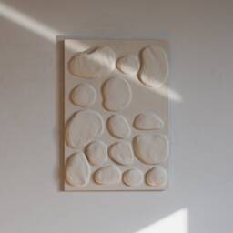 Textured Plaster Wall Art, Modern Organic Wabi Sabi Artwork, Japandi Decor, Minimalist & Boho Style - thumbnail 1