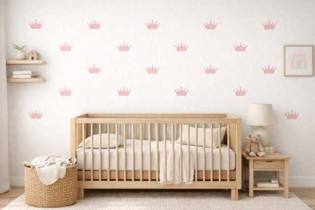 Princess Crown Wall Decals - Peel & Stick Vinyl Crowns Girls Room Stickers Nursery Accent Decor Set Of 48 - image 1