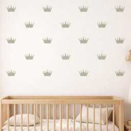 Princess Crown Wall Decals - Peel & Stick Vinyl Crowns Girls Room Stickers Nursery Accent Decor Set Of 48 - thumbnail 2