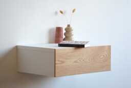 Essential Floating Nightstand With Oak Drawer - thumbnail 1