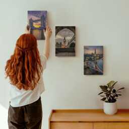 Canvas Wall Art Set Of 3 - Views The City With Bridges & Clock Towers, Purple Art, Travels Hanging Piece - thumbnail 3