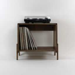 Oak Veneer Record Player Stand - Mid Century Vinyl Storage Cabinet - thumbnail 3