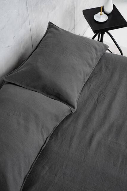 Gray Linen Pillowcase, Stonewashed European Bedding, Organic Pillow Cover - image 1