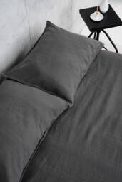 Gray Linen Pillowcase, Stonewashed European Bedding, Organic Pillow Cover