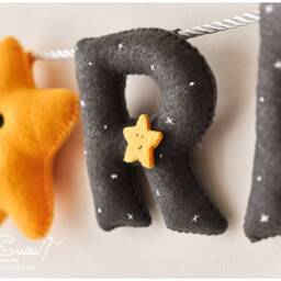 Nursery Boy Decor, Outer Space Name Banner, Astronaut Baby Crib Sign, Personalized Gift, Shower Wall Art - thumbnail 4