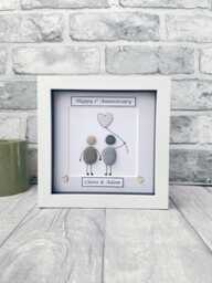 1st Anniversary Gift, Wedding Gifts, Paper Personalised Pebble Art Gift For Husband Wife - thumbnail 1