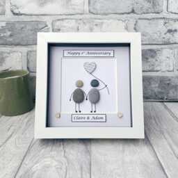 1st Anniversary Gift, Wedding Gifts, Paper Personalised Pebble Art Gift For Husband Wife - thumbnail 2