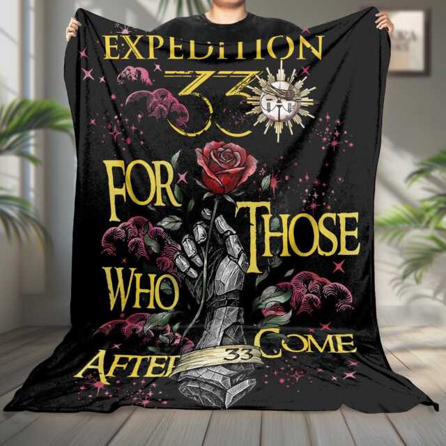 Expedition 33 For Those Who Come After Fleece Blanket, Clair Obscur Fan Game Tribute Apparel, Gift For Gamer - image 1