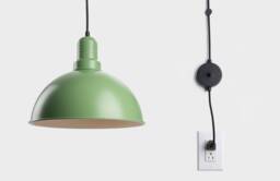 Lias Minimalist Plug-In Pendant Lamp Shade With On/Off Switch Green - thumbnail 1