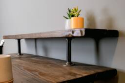 Rustic Monitor Stand For Desk - Handmade Wooden Riser Better Viewing Angle. Shelf Home Office Desk. Speakers