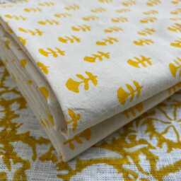 Yellow Floral Hand Block Printed Organic Cotton Curtains, Set Of 2 - thumbnail 4