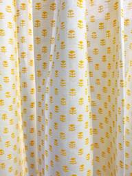 Yellow Floral Hand Block Printed Organic Cotton Curtains, Set Of 2 - thumbnail 1