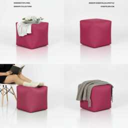 Pouffe Footstools Pink Bean Bag Ottoman Style Outdoor Water Resistant Polyester Foot Rest - thumbnail 3