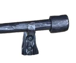Hand Hammered Wrought Iron Curtain Rod With Simple Finial & Bracket