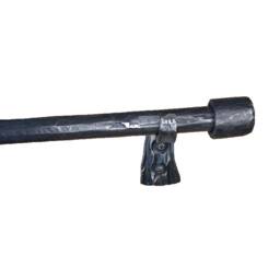 Hand Hammered Wrought Iron Curtain Rod With Simple Finial & Bracket - thumbnail 2