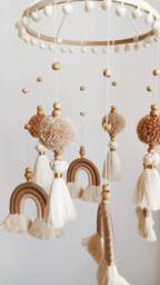 Handmade Rainbow Baby Mobile Boho Nursery Decor Personalized Shower Gift Neutral Room