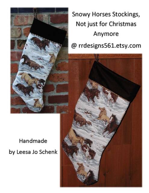Horse Stocking, Christmas Hanging Stocking Snowy Horse's Design Not Just For Any More - image 1