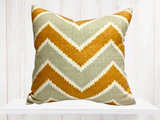 Orange Chevron Pillow Cover - Modern Flamestitch Designer Throw - image 1