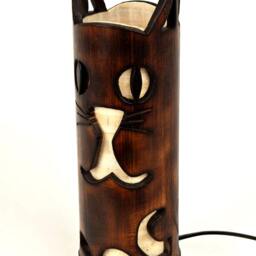 Handmade Bamboo Cat Table Lamp Nursery Decor - thumbnail 3
