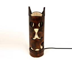 Handmade Bamboo Cat Table Lamp Nursery Decor