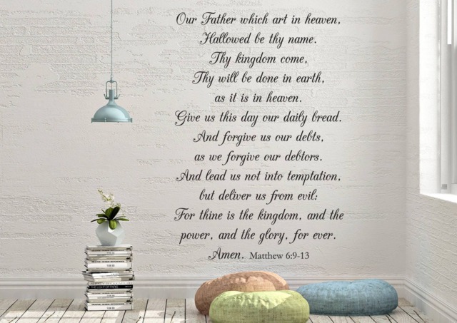 "Vinyl Wall Decal - The Lord's Prayer Matthew 69-13 ""Our Father Which Art in Heaven, Hallowed Be Thy Name. Thy Kingdom Come..." - image 1