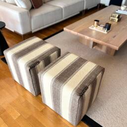 Handwoven Turkish Hemp Square Pouf Vintage Ottoman Cube - 18x18x18'' - thumbnail 4